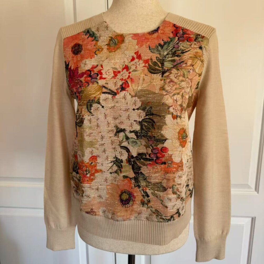 Tory Burch flower pattern wool sweater